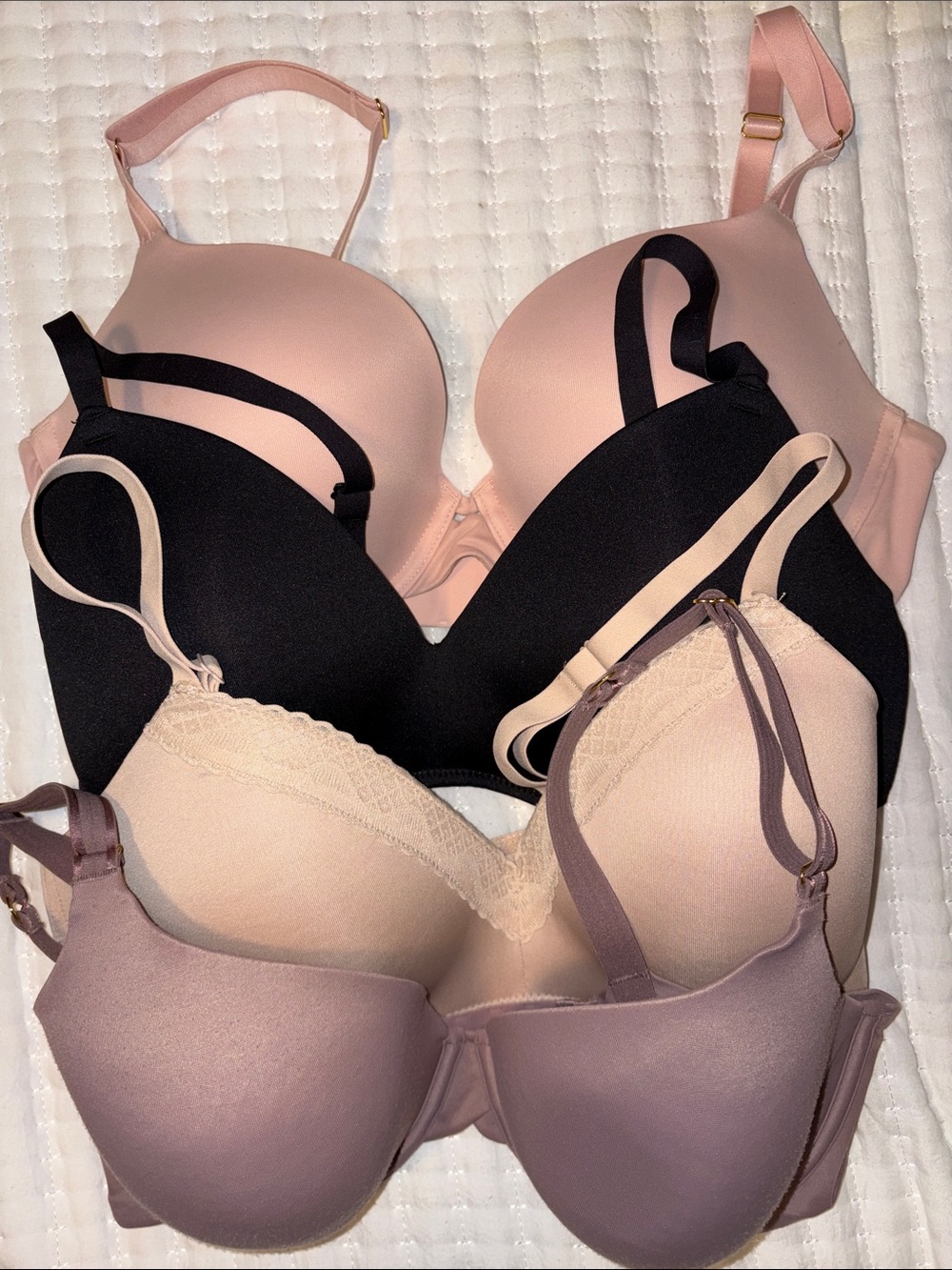 4 Bras: Blush, Black, Nude, Mauve